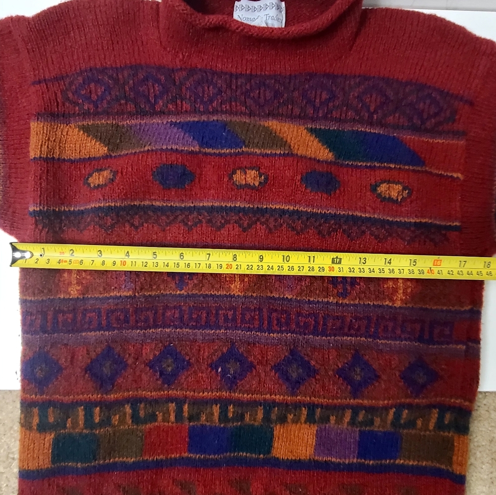Nomadic Traders 100% Wool Red/Maroon Multicolor C… - image 4